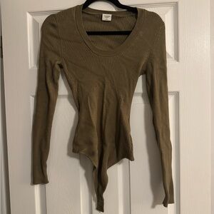 Abercrombie Ribbed Olive Long Sleeve body suit